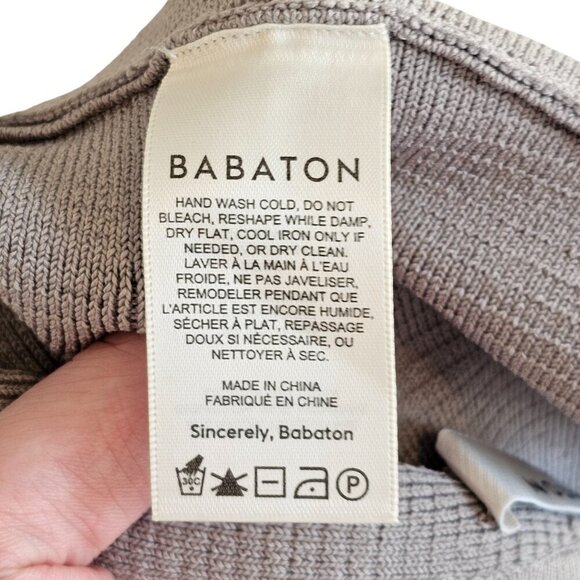 Babaton Grey One Shoulder Ribbed Sculpt Knit Cropped Top Sz L - Picture 7 of 9